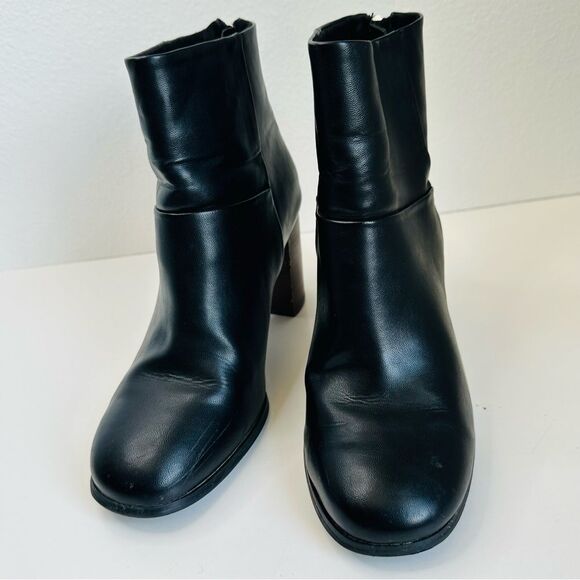 ASOS Black Vegan Leather Block Heel Boots Size 6 - Picture 4 of 7